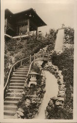 Waterfall, Japanese Garden Hollywood, CA Postcard Postcard Postcard