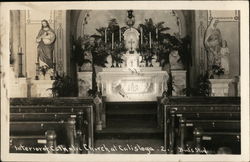 Interior of Catholic Church Calistoga, CA Postcard Postcard Postcard