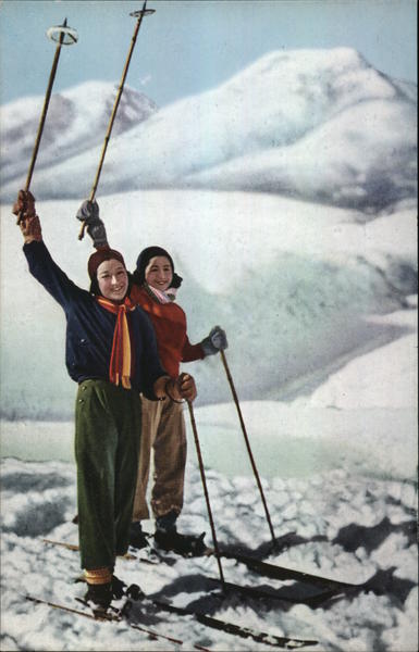 Two Skiers on Mountain Japan
