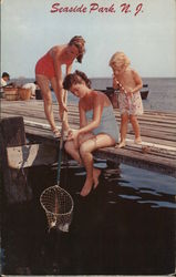 Three Girls on a Pier Seaside Park, NJ Postcard Postcard Postcard