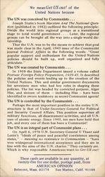 Anti-Communist Opinion on United Nations by American Opinion Postcard