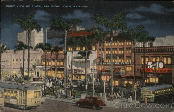 Night View of Plaza San Diego California