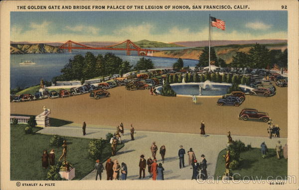 Golden Gate and Bridge from Palace of the Legion of Honor San Francisco California
