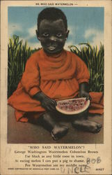 Who said watermelon? Black Americana Postcard Postcard Postcard