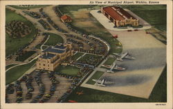 Air View of Municipal Airport Wichita, KS Postcard Postcard Postcard