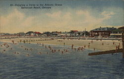 Enjoying a Swim in the Atlantic Ocean Postcard