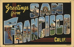 Greetings from San Francisco, Calif. California Postcard Postcard Postcard