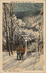 Snow Valley, Alpine Ski Lift, 2,500 Feet Long Manchester, VT Postcard Postcard Postcard