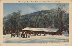 "The Lodge", Snow Man's Rest, Snow Valley Postcard