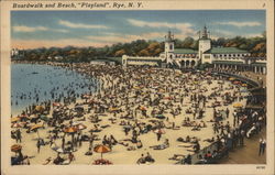 Boardwalk and Beach, "Playland" Rye, NY Postcard Postcard Postcard