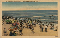 An Afternoon at the Beach Rockaway Park, NY Postcard Postcard Postcard