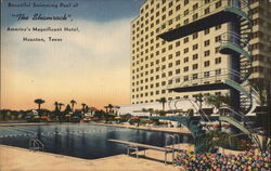 Beautiful swimming pool of The Shamrock, America's magnificent hotel Houston, TX Postcard Postcard Postcard