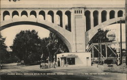 Parke Shell Service at NYC Bridge Sidney, OH Postcard Postcard Postcard