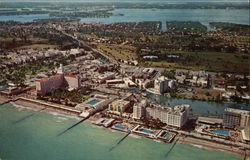 Miami Beach hotels and Lake Pancoast from the air Postcard