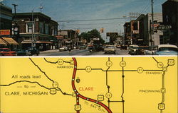 Main Street Clare, MI Postcard Postcard Postcard