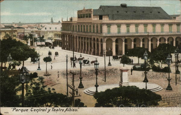 Central Park and Albisu Theater Havana Cuba