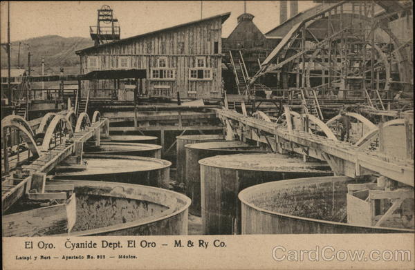 Vats of cyanide at a gold mine Mexico