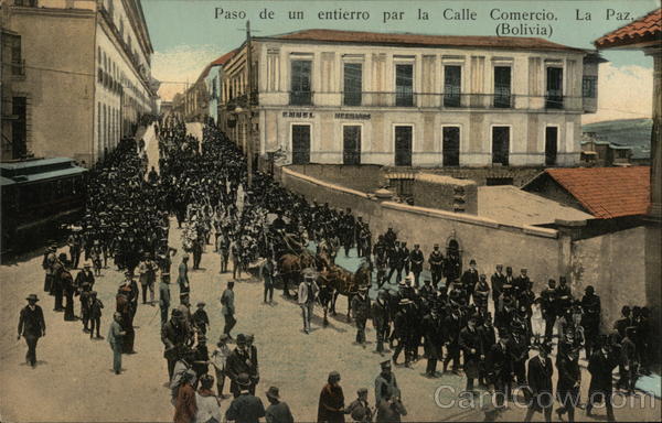 Funeral procession on Commerce Street La Paz Bolivia