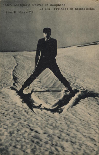 Les sports d'hiver en Dauphine, Le Ski - Freinage en chasse-neige