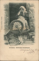 Old Woman With Spinning Wheel Donegal, Ireland Postcard Postcard Postcard