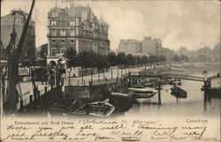 Embankment and Boat House, London United Kingdom Postcard Postcard Postcard