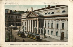 National Theater Dona Maria II and Central Railway Station Postcard
