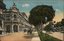 Habana. Prado Y "Diario de la Marina". Prado Promenade Postcard