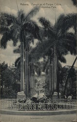 Habana, Fuente en el Parque Colon Columbus Park Postcard