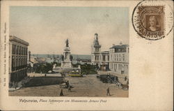 Valparaiso, Plaza Sotomayor con Monumento Arturo Prat Valparaíso, Chile Postcard Postcard Postcard