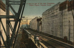 A view in one of the lock Chambers, Pedro Miguel, Panama Canal Postcard