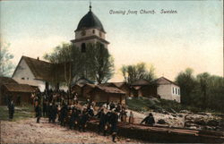 Coming from Church, Sweden Postcard