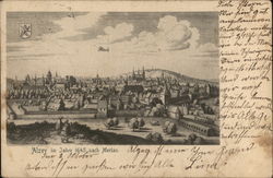 Alzey im Jahre 1645 nach Merian Postcard