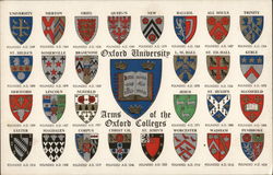 Arms of the Oxford Colleges England Postcard Postcard Postcard