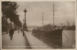 The training ship, Thames embankment Postcard
