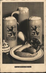 Tankards and Sausage, Paul's Bavarian Tavern Postcard