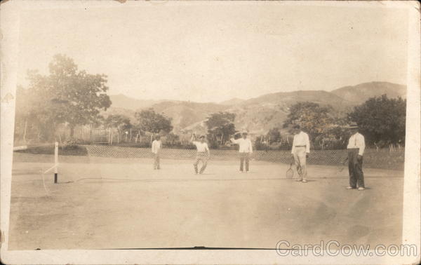 Players on Tennis Court