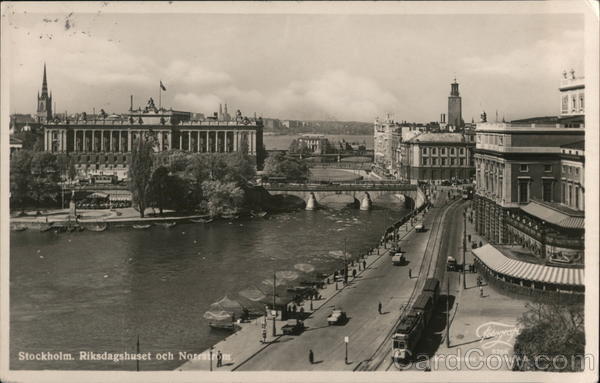 Riksdagshuset och Norrstrom Stockholm Sweden