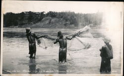Fishing with a net in the Magdalena River Stamp Overprint Postcard