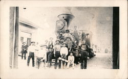 Rail Workers on Locomotive in Mexico Postcard Postcard Postcard