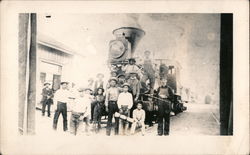 Rail Workers on Locomotive in Mexico Postcard