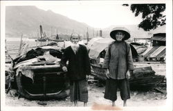 Asian Men With Boats Postcard