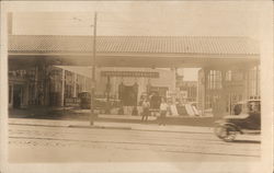 Gas Station, Hupmobile Dealership Showroom Postcard