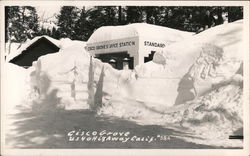 Cisco Grove Service Station Under Snow Postcard
