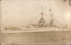 Naval Ship at Anchor Postcard
