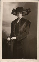 Portrait of Woman in Mink Stole, Large Hat Women Postcard Postcard Postcard