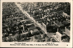 West State Street, Showing: Public Library, Post Office, F.N. Bank, City Hall, Masonic Temple Postcard
