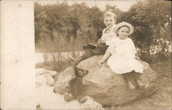 Two Children, Teddy Bear Portrait Postcard