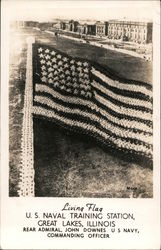 Living Flag, U.S. Naval Training Station Postcard