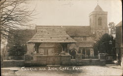 Church and Lich Gate Framfield, England Sussex Postcard Postcard Postcard