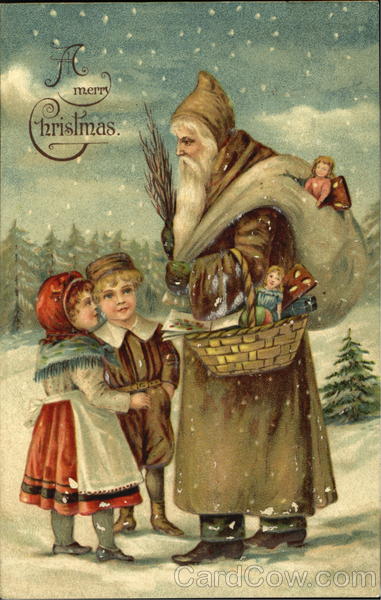 Brown Robed Santa Children Santa Claus